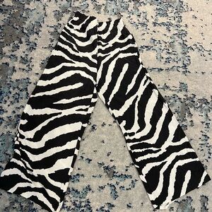 Women’s H&M Black White Striped Crop Pull on Wide Leg Pants XS